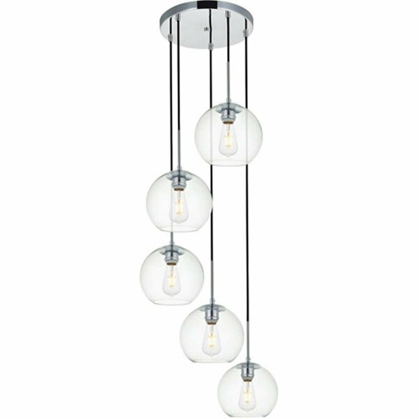 Cling Baxter 5 Lights Pendant Ceiling Light with Clear Glass Chrome CL2955552